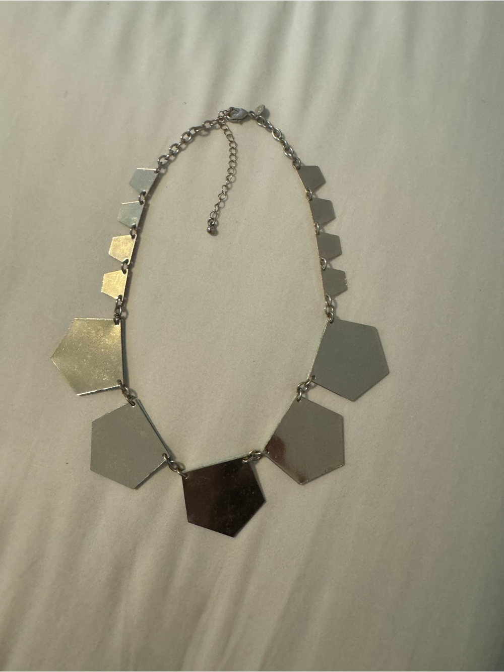 Silver, Gold, and Aqua Geometric Pendant Necklace - Women's Jewelry - Picture 2 of 2